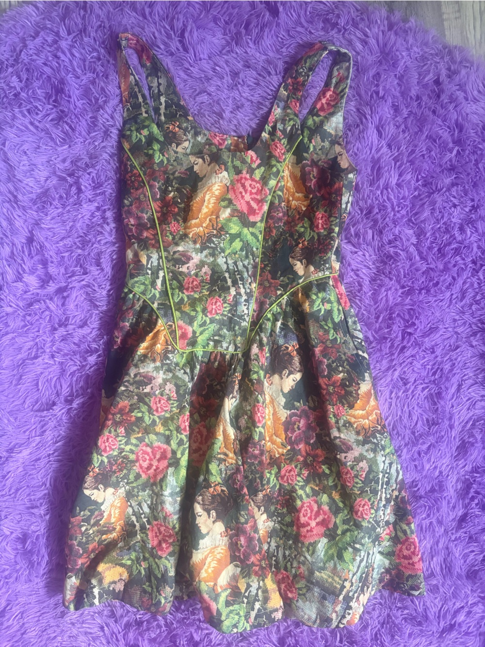 Lazy Oaf Tapestry Floral Print Mini Dress size 6